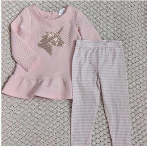 Nannette Kids Sequin Unicorn Peplum Top and Leggings